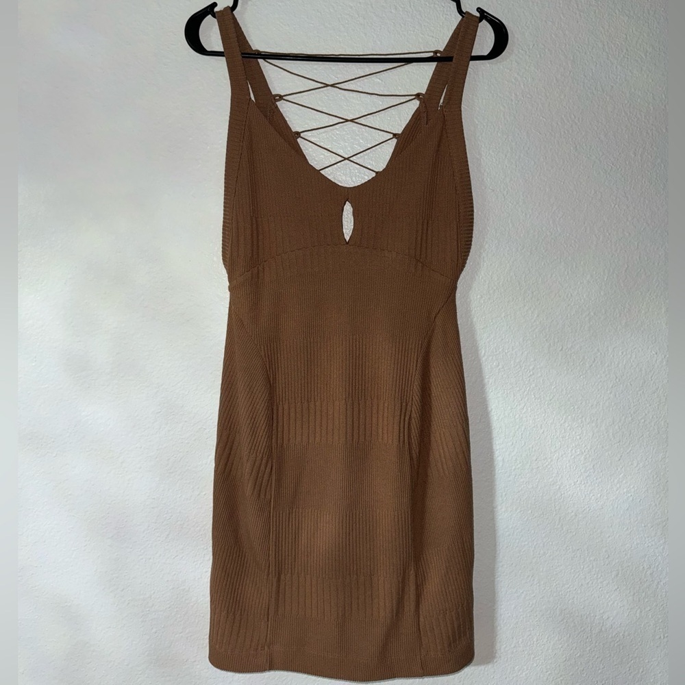 Free people - medium dress- brown- drawstring back side